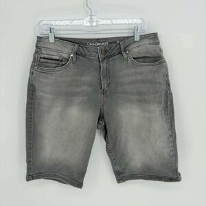 Calvin Klein Jeans Women's Gray City Short Denim Bermuda Shorts Size 12